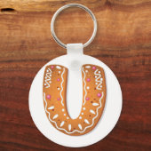 Kerststol Letter U Monogram Kerstkoek Sleutelhanger (Voorkant)