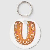 Kerststol Letter U Monogram Kerstkoek Sleutelhanger (Achterkant)