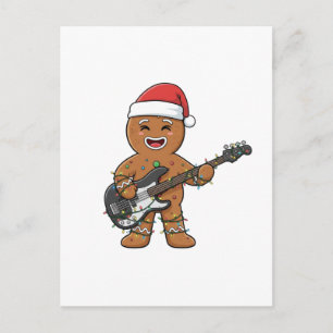 Kerststol Man elektrische gitaar Rock Grappige Fee Feestdagenkaart