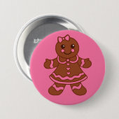 Kerststol Meisje Knop Ronde Button 7,6 Cm (Voorkant /achterkant)