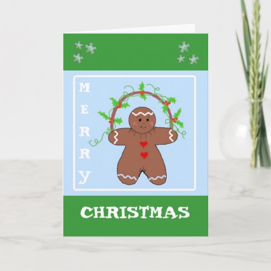 Kerststol met hulstgroet feestdagen kaart (Voorkant)
