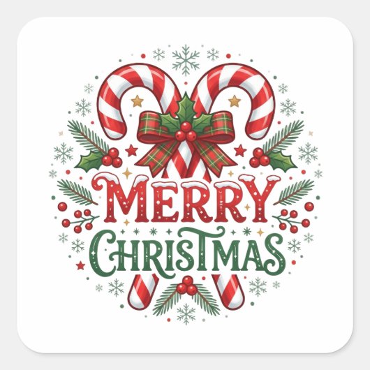Kerststol Prettig Kerstfeest  Vierkante Sticker (Voorkant)