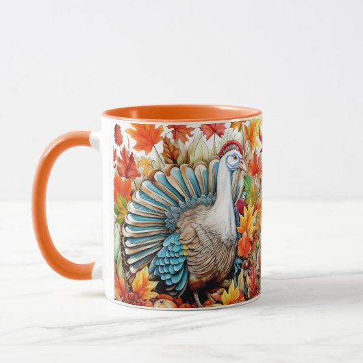 Kerststol Thanksgiving Kalkoen Herfstbladeren Mok (Links)