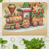 Kerststol Trein Kerst Keukenhanddoek (Gevouwen)