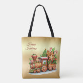 Kerststol Trein Vakantietas Tote Bag (Achterkant)