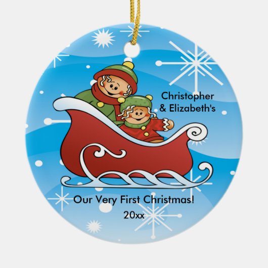 Kerststol Tweeling Baby's Eerste Kerstmis Ornament (Voorkant)