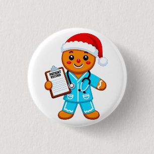 Kerststol Verpleegster Kerstmis 2026 Gezondheidszo Ronde Button 3,2 Cm