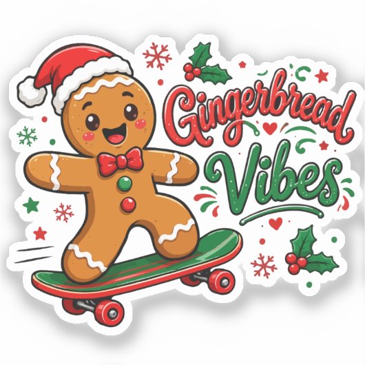 Kerststol Vibes Skateboard Kerstmis Sticker (Voorkant)