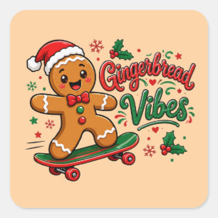 Kerststol Vibes Skateboard Kerstmis Vierkante Sticker