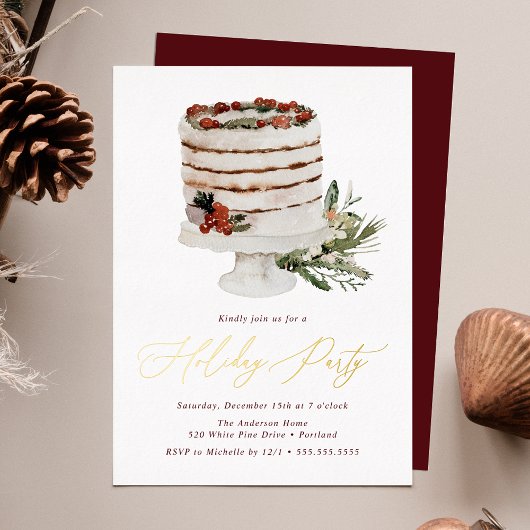 Kerststol Wintercake Kerstfeest Folie Uitnodiging