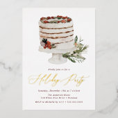 Kerststol Wintercake Kerstfeest Folie Uitnodiging (Voorkant)