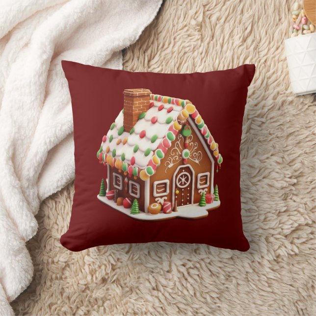 Kerststolhuis Bourgondiërood Kerstvakantie Kussen (Deken)