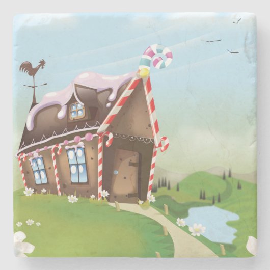 Kerststolhuis kussen stenen onderzetter (Voorkant)