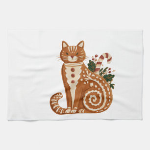 Kerststolkat met Kerststok en Hulst Theedoek