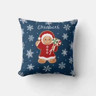 Kerststolmeisje met pepermuntlolly's kussen