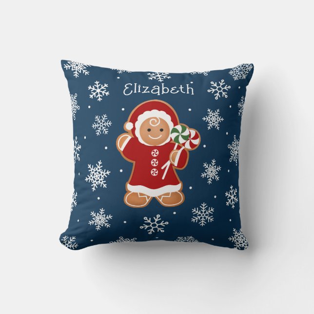 Kerststolmeisje met pepermuntlolly's kussen (Voorkant)