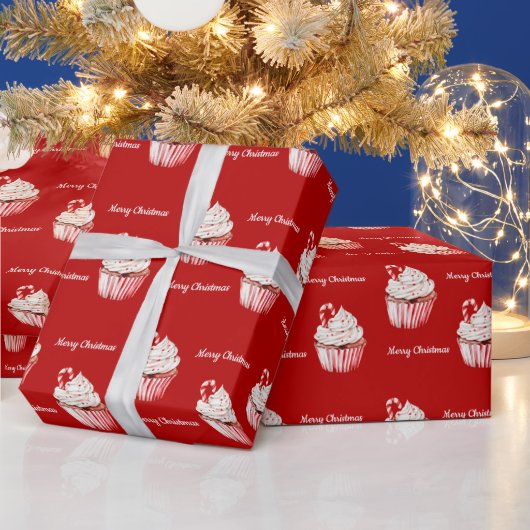Kerststolp Cupcake Kerstmis Cadeaupapier (Feestdagen)