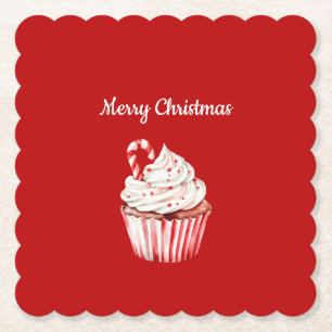 Kerststolp Cupcake Kerstmis Kartonnen Onderzetters