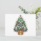Kerststolp met golfballen en gekruiste golfclubs feestdagenkaart (Staand voorkant)