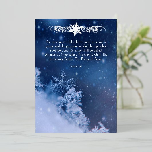 Kerststolp sneeuwvlokken Kerstmis christelijk  Folie Feestdagenkaart (Staand Voorkant)