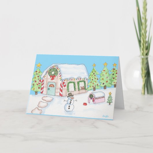 Kerststolp van gemberkoek feestdagen kaart (Voorkant)