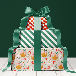 Kerststolpatroon Cute Feestdagen Kerstmis Inpakpapier Vel