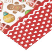 Kerststolpjes en Rode Hart Rand Kerstmis Tafelkleed (Gekanteld)