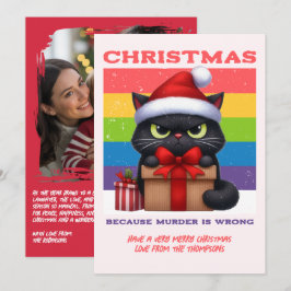 Kerststolpop Grappige Kat Retro Kerst Foto Feestdagenkaart