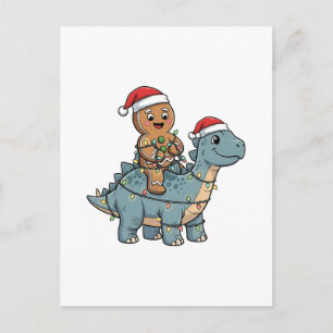 Kerststolrijdende dinosaurus Kerstman Kerstmis Uitnodiging Briefkaart