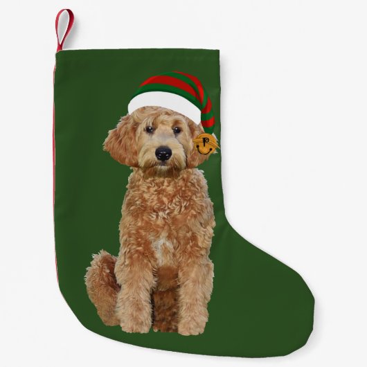 kerststommeling met gouden doodle kleine kerstsok (Voorkant)