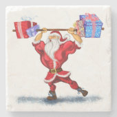 kerststone Onderzetter Bodybuilder Santa Fun (Voorkant)