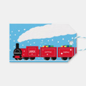 Kerststoomtrein op sneeuw cadeaulabel (Voorkant (Horizontaal))