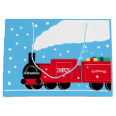 Kerststoomtrein op sneeuw groot cadeauzakje (Voorkant)