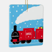 Kerststoomtrein op sneeuw keramisch ornament (Rechts)