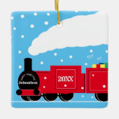 Kerststoomtrein op sneeuw keramisch ornament (Voorkant)