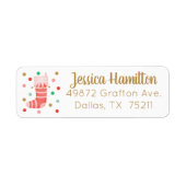 kerststop Gold Pink Cute Address Label (Voorkant)