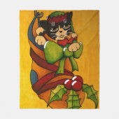 kerststop Kitty Cat v1 Fleece Deken (Voorkant)
