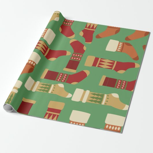 kerststop met groene achtergrond cadeaupapier (Uitgerold)