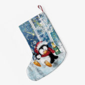 kerststop met Happy Penguin Kleine Kerstsok (Achterkant (Hangend))