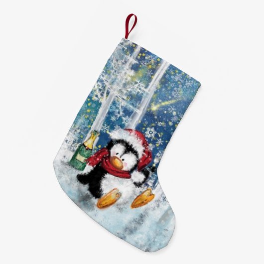 kerststop met Happy Penguin Kleine Kerstsok (Voorkant (Hangend))