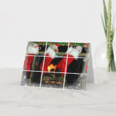 kerststop op haard feestdagen kaart (Voorkant)