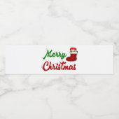 Kerststop rood, groen script waterfles etiket (Enkel label)