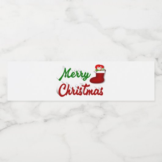 Kerststop rood, groen script waterfles etiket (Enkel label)