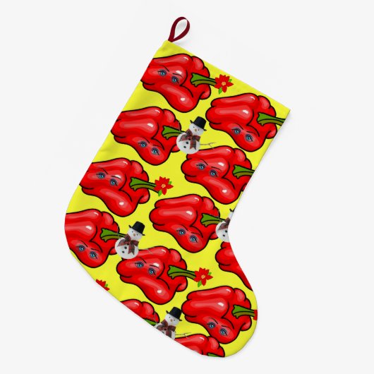kerststop, Snowman Red Pepper Yellow Grote Kerstsok (Voorkant (Hangend))