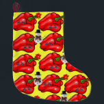 kerststop, Snowman Red Pepper Yellow Grote Kerstsok<br><div class="desc">kerststeniging Deze aangepaste kerstvoorraad is aantrekkelijk voor de kleinere cadeautjes van de kerstman. Iets voor iedereen,  Maria lurdis afonso,  https://www.zazzle.com/succeedinbeautybarb</div>