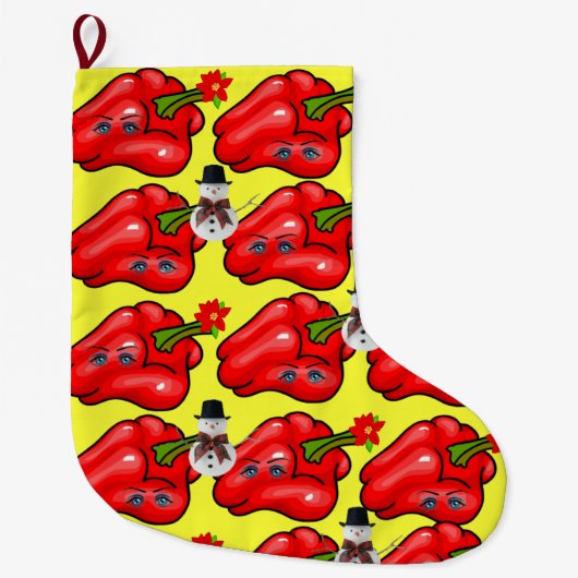 kerststop, Snowman Red Pepper Yellow Grote Kerstsok (Voorkant)