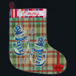 kerststop, Snowman Red Pepper Yellow Larg Grote Kerstsok<br><div class="desc">kerststeniging Deze aangepaste kerstvoorraad is aantrekkelijk voor de kleinere cadeautjes van de kerstman. Iets voor iedereen,  Maria lurdis afonso,  https://www.zazzle.com/succeedinbeautybarb</div>