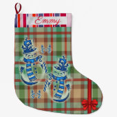 kerststop, Snowman Red Pepper Yellow Larg Grote Kerstsok (Voorkant)