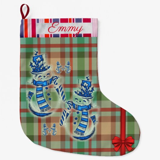 kerststop, Snowman Red Pepper Yellow Larg Grote Kerstsok (Voorkant)