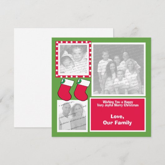 kerststopfamilie fotografiet feestdagenkaart (Voorkant / Achterkant)